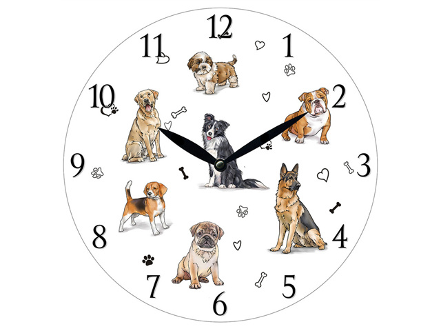 28.8CM MDF DOGS WALL CLOCK