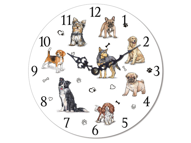 14.5CM MDF DOGS TABLE CLOCK