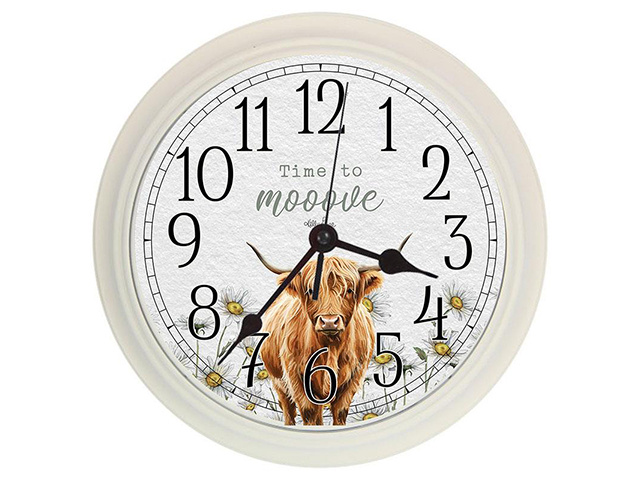 23CM HIGHLAND COW CLOCK