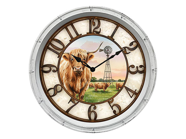 40CM HIGHLAND COW CLOCK