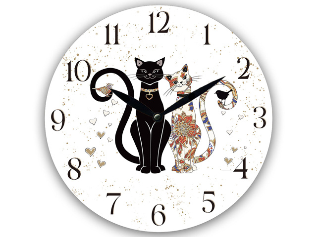 28.8CM MDF CAT COUPLE WALL CLOCK