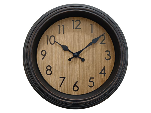22CM WOOD LOOK CLOCK W/RIPPER FRAME