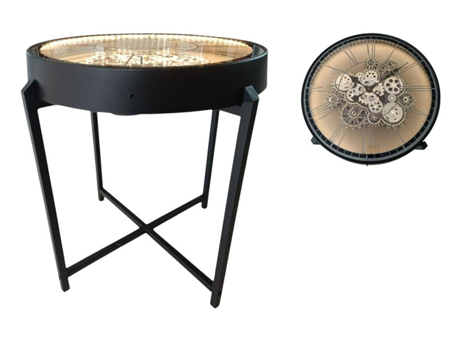 56X56CM SILVER CLOCK TABLE W/COLOUR CHANGE