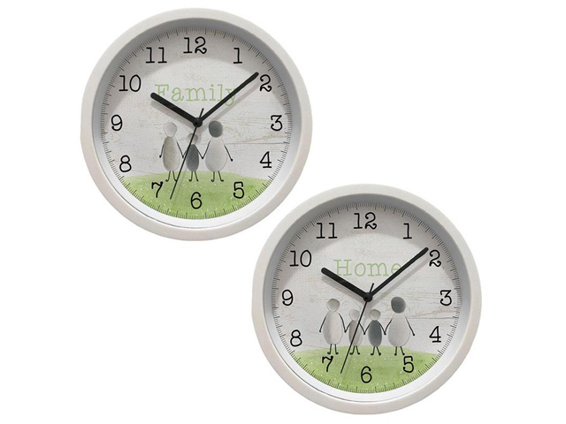 22CM ROCK PEOPLE FAMILY AND HOME CLOCK 2ASST