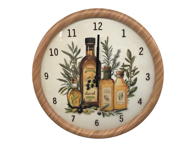34CM ROUND CLOCK WITH OLIVE DESIGN