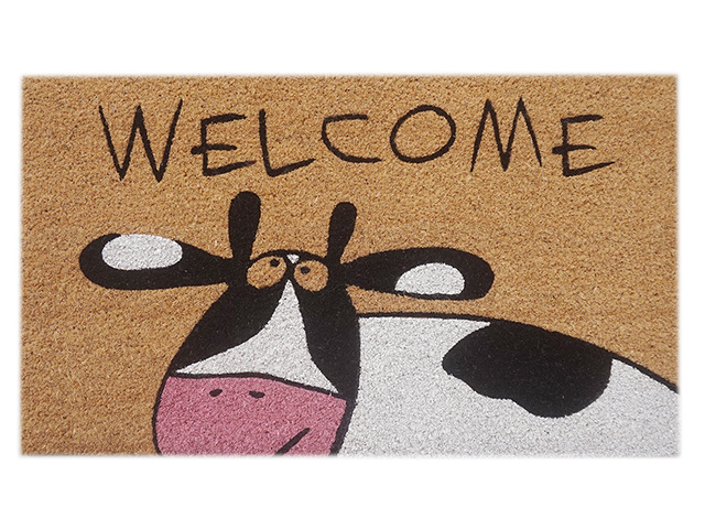 COIR BACKED COW WELCOME 45X75CM