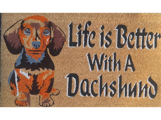 COIR BACKED LIFE DACHSHUND 45X75CM