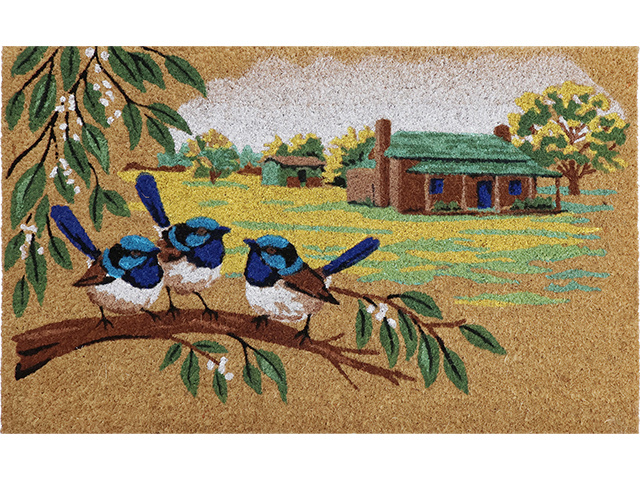 COIR BACKED 3 BLUE WREN 45X75CM