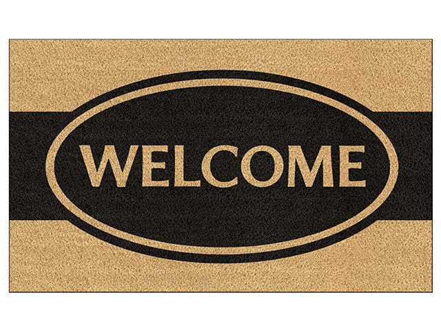 COIR BACKED OVAL WELCOME 45X75CM