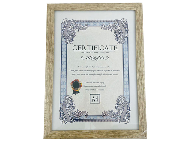 PHOTO FRAME CERTIFICATE NATURAL/WHITE SANDY WOOD