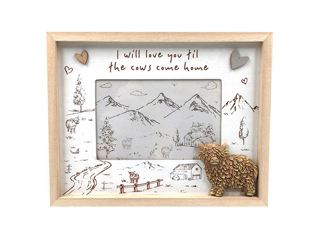 24CM HIGHLAND COW PHOTO FRAME SOLD QTY 4