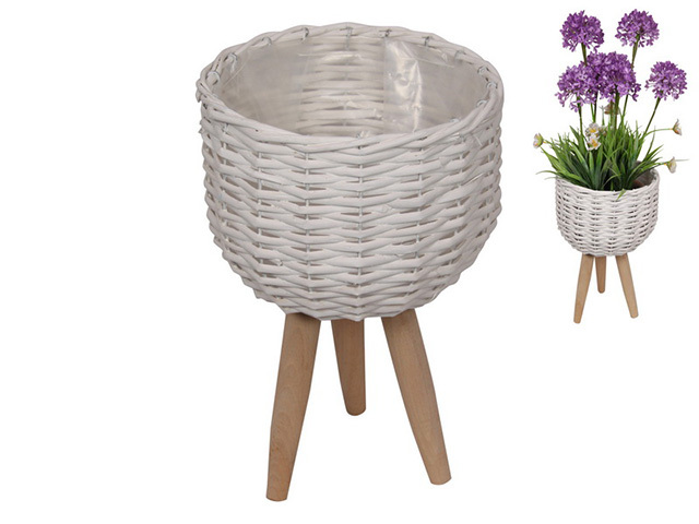 29CM WHITE WICKER POT WITH LEGS