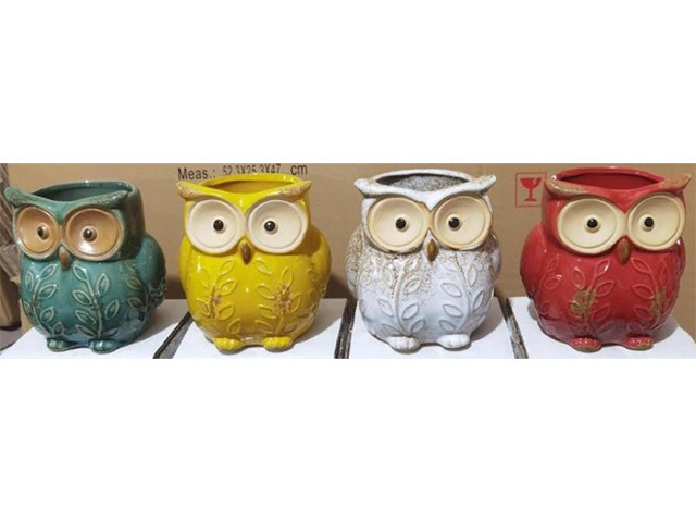 CERAMIC OWL PLANTER white only 15(L) x 15(H)
