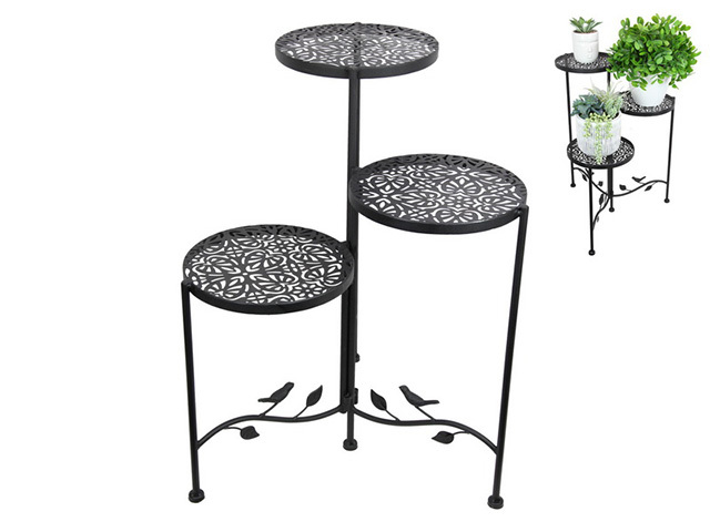 58CM BLACK METAL TRIPLE POT STAND