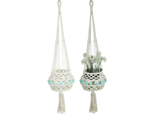 100CM MACRAME PLANT HANGER W/TURQUOISE