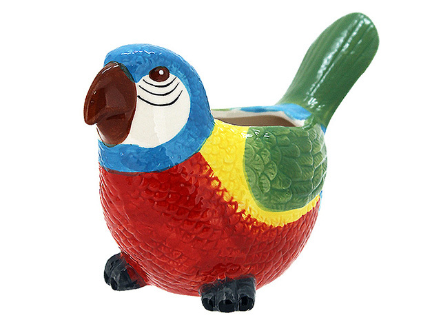 PLANTER PARROT GREEN/RED 21X10X12.5CM