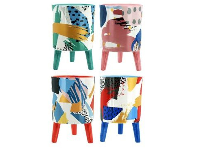POT ROUND W/LEGS 10X10X15CM 4ASST