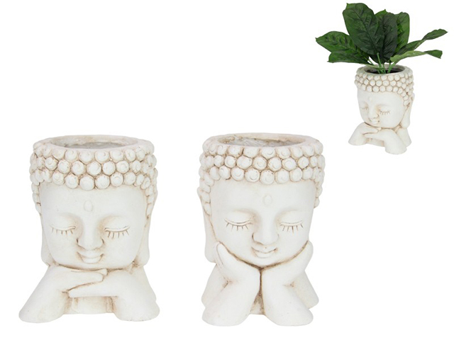 20CM CREAM BUDDHA PLANTER 2ASST