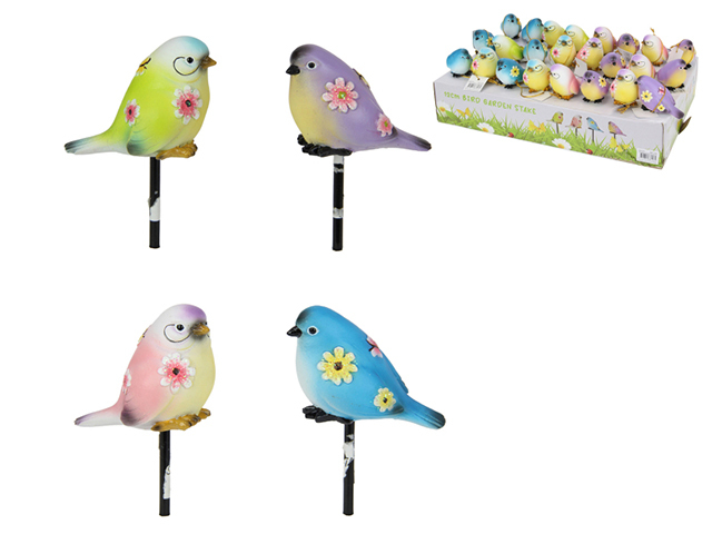 12CM BIRD GARDEN STAKE 4ASST UN24