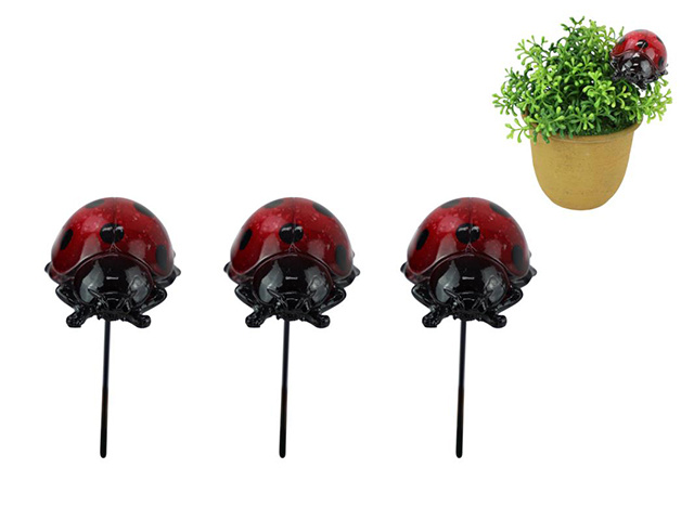 14CM MARBLE LADYBUG GARDEN STAKE UN24