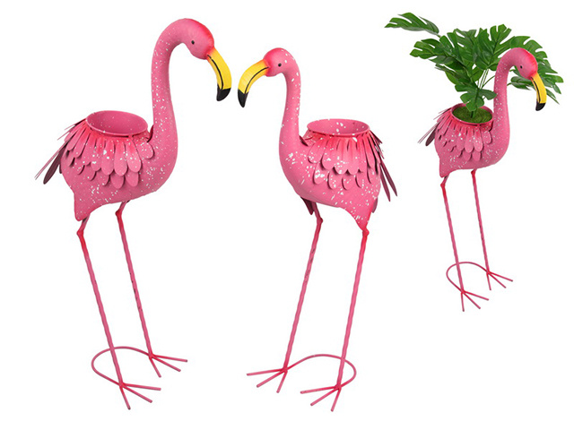85/74CM PINK FLAMINGO POTTED PAIR 2ASST