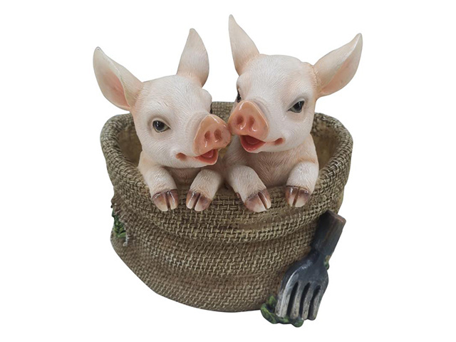 23CM TWIN PIGS IN SACK POT HOLDER