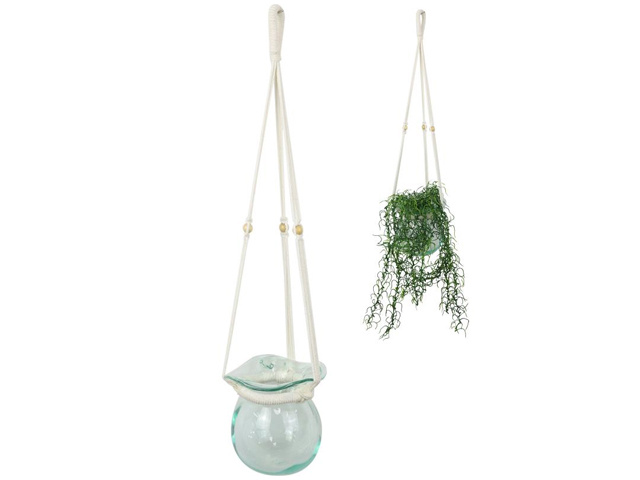 73CM HANGING MACRAME PLANTER W/MOULDED G