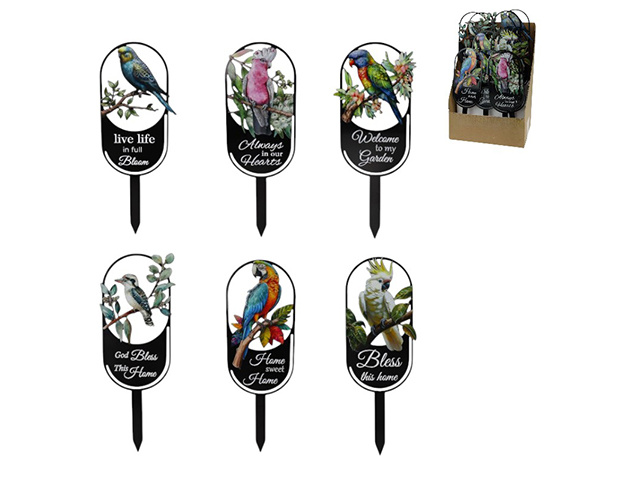 31CM METAL GARDEN STAKE WITH NATIVE BIRD UN12