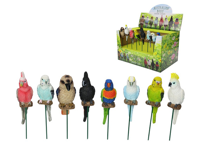 20CM BIRD GARDEN STAKE 8ASST UN32