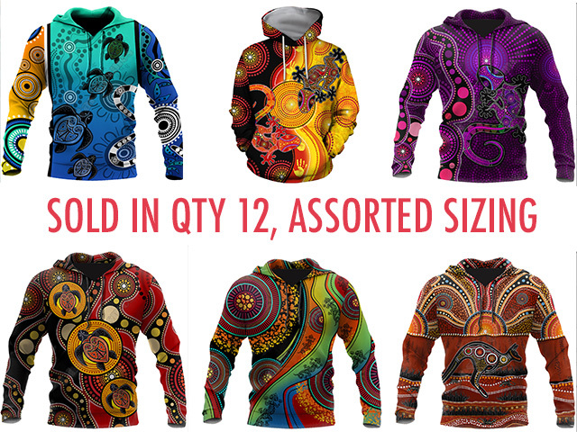 INDIGENOUS DESIGN HOODIES SOLD QTY 12