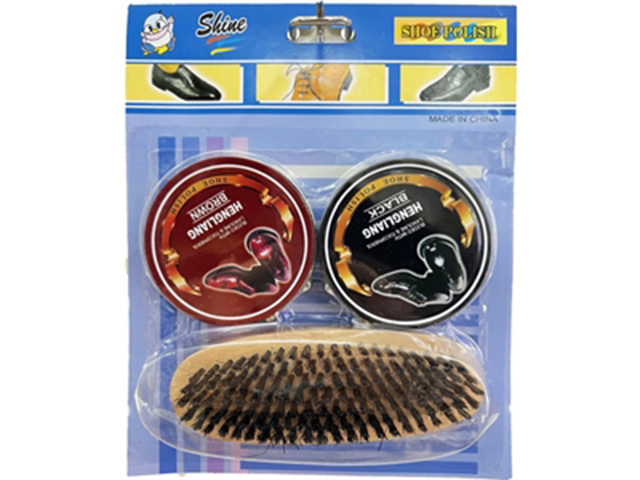 SHOE POLISH BLACK &amp; BROWN + BRUSH