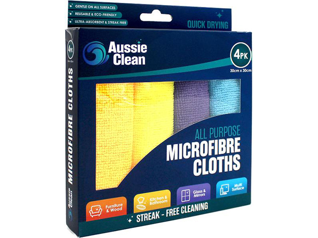 HANDY MICROFIBRE CLOTHS 4PK 30X30CM