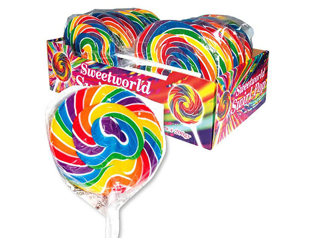 SWEETWORLD SWIRL LOLLIPOP 200G UN12