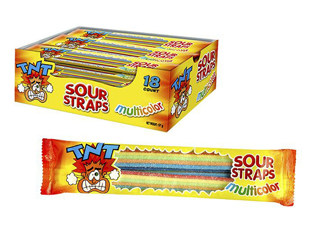 TNT SOUR STRAPS BLISTER PACK 57G UN18