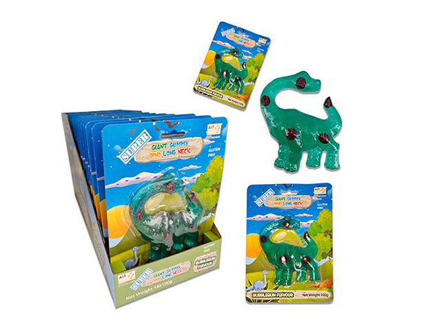 GIANT DINO LONG NECK GUMMY 100G UN18