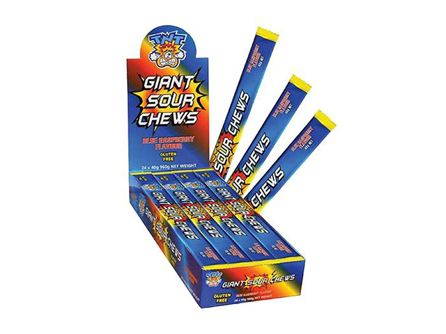 TNT GIANT CHEW BAR BLUE RASPBERRY 40G UN24