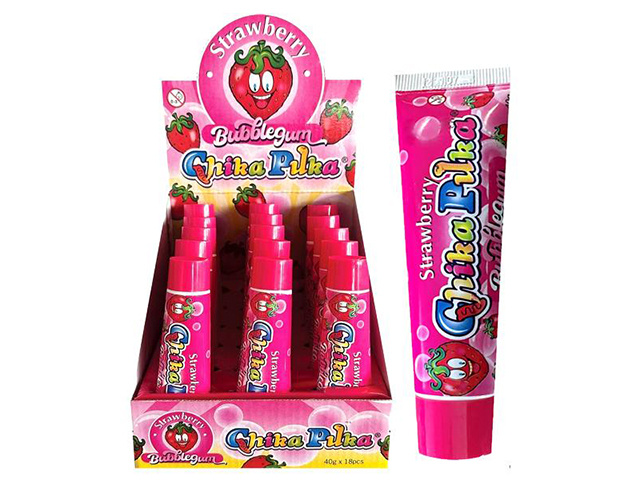 CHIKA PUKA BUBBLE GUM STRAWBERRY 40G UN18