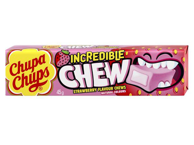 CHUPA CHUPS STRAWB INCREDIBLE CHEW 45G UN20