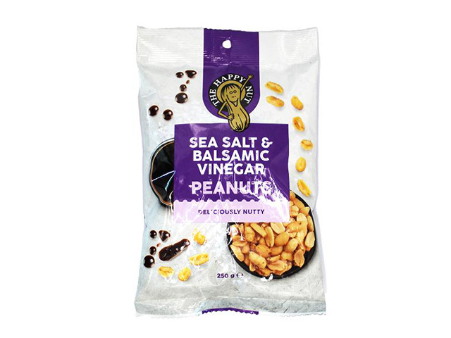 HAPPY NUT SALT AND VINEGAR PEANUTS 250G SOLD QTY12