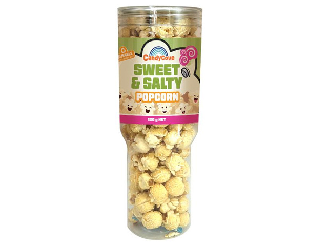 CANDYCOVE POPCORN TRAVEL CUP SWEET SALTY 120G QTY 20