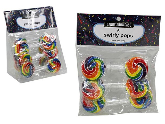 RAINBOW SWIRL POPS BAG PK 6 120G QTY 24
