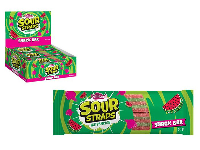 SOUR STRAPS WATERMELON 50G UN24