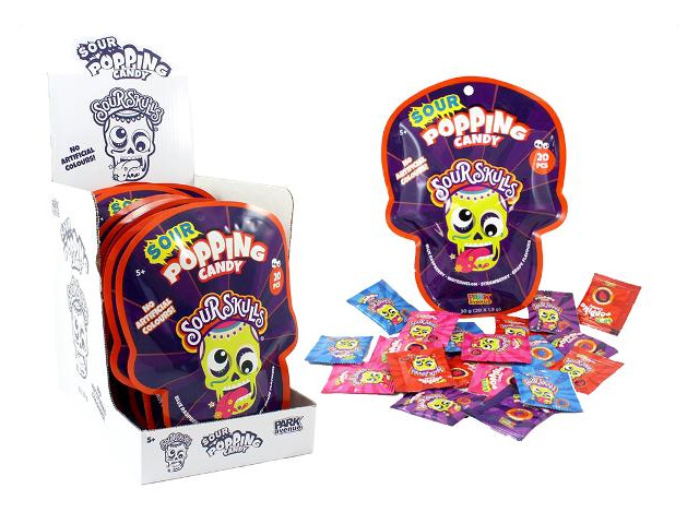 SOUR SKULLS POPPING CANDY 20P UN12