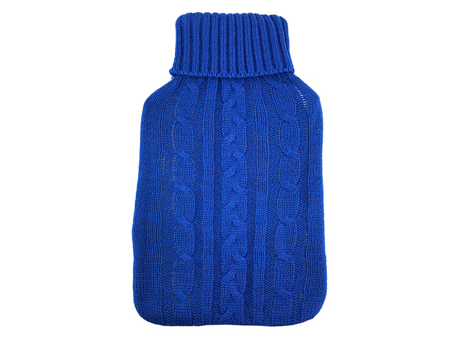 HOT WATER BOTTLE COVER KNIT BLUE