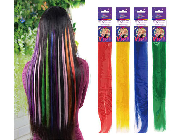 SCHOOL CARNIVAL SERIES HAIR CLIP EXTENSIONS 4ASST SOLD QTY12