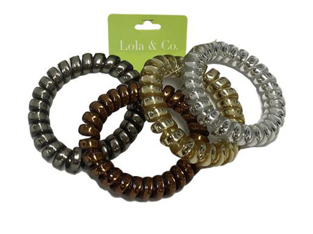 HAIR SPIRAL TIE ANTI-KINK PK4 SOLD QTY12