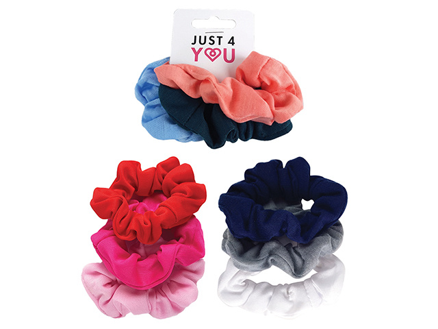 SCRUNCHIES PLAIN ASST 3PK UN12