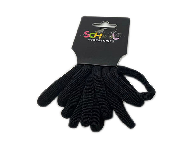 SCHOOL BLACK HAIR BANDS 10PC QTY 12