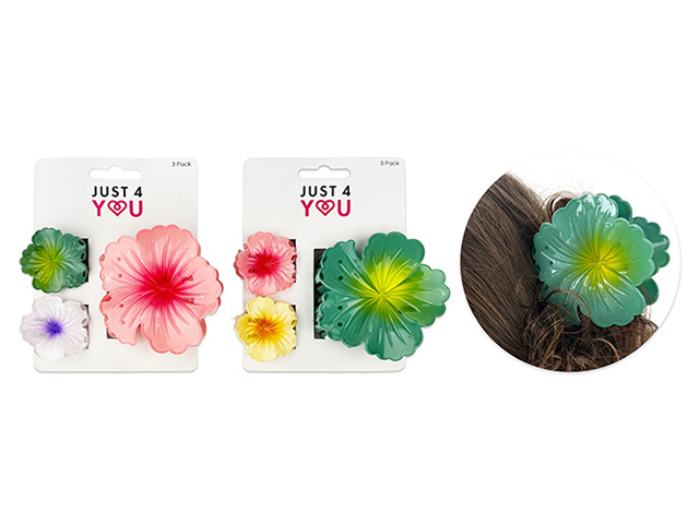 CLAW CLIP 3PK HIBISCUS FLOWER QTY 12