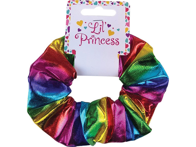 SCRUNCHIE RAINBOW METALLIC SOLD QTY12